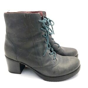 Dansko Ames Booties Womens 9 EU 40 Green Leather Lace Up Heeled Ankle Zip